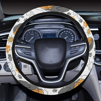 Tibetan Mastiffs Print Design LKS302 Steering Wheel Cover with Elastic Edge