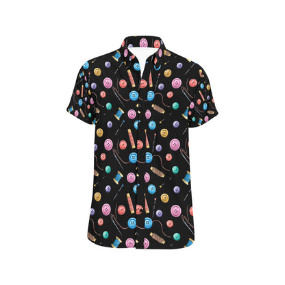 Sewing Print Design LKS309 Men Short Sleeve Button Up Shirt