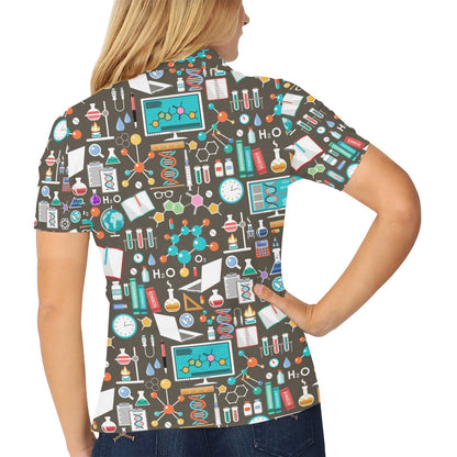 Science Print Design LKS303 Women's Polo Shirt