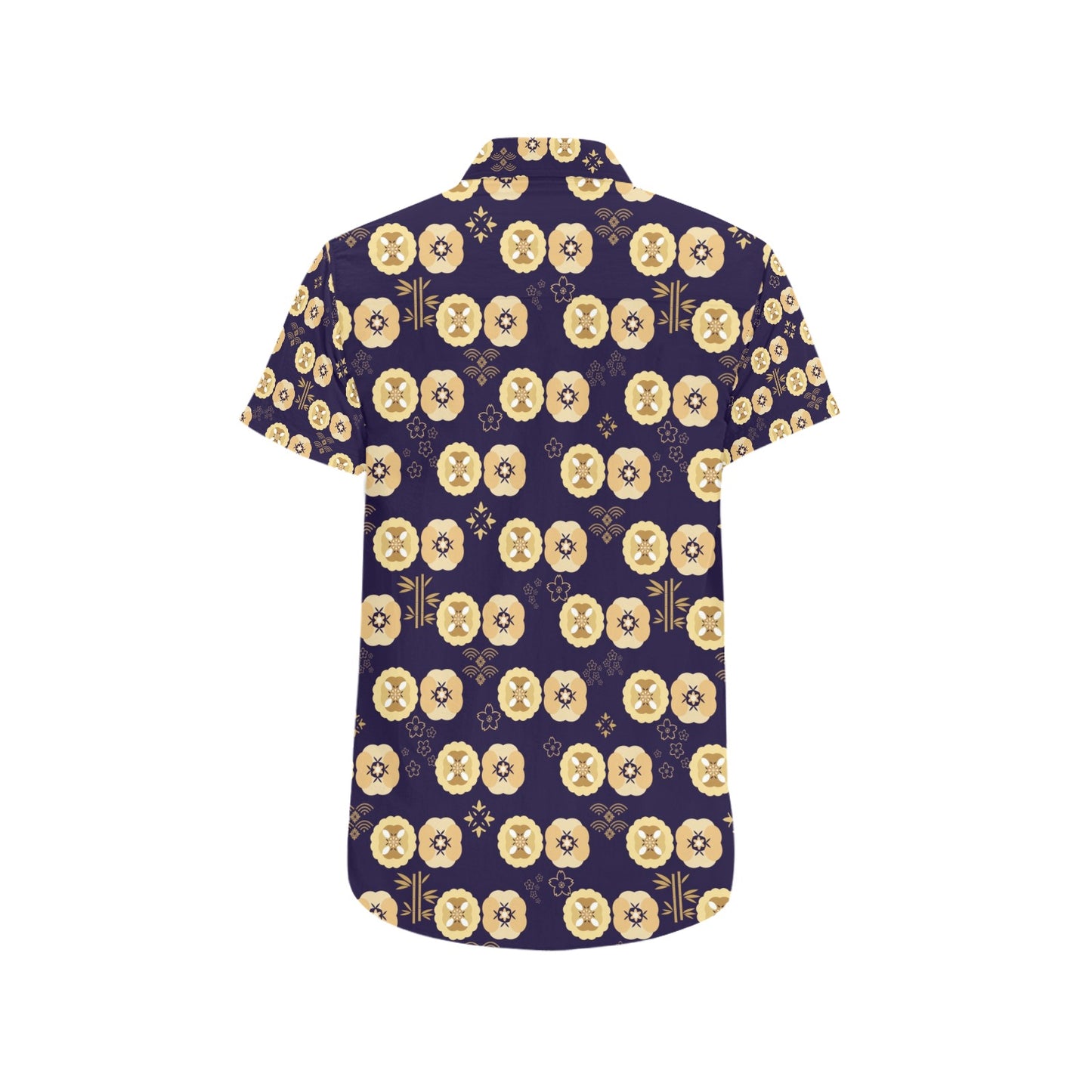 Sakura Print Design LKS303 Men Short Sleeve Button Up Shirt