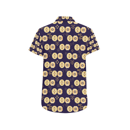 Sakura Print Design LKS303 Men Short Sleeve Button Up Shirt