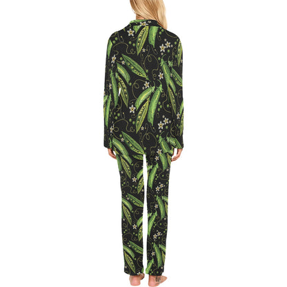 Peas Pattern Print Design A02 Women's Long Pajama Set