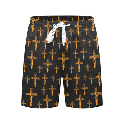 Christian Tree of Life Cross Design Men's Swim Trunks Beach Shorts
