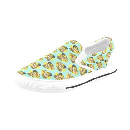 Angelfish Print Design LKS402 White Slip Ons Canvas Women's Shoes