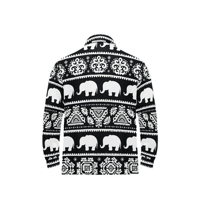 Elephant Pattern Long Sleeve Polo Shirt For Men's