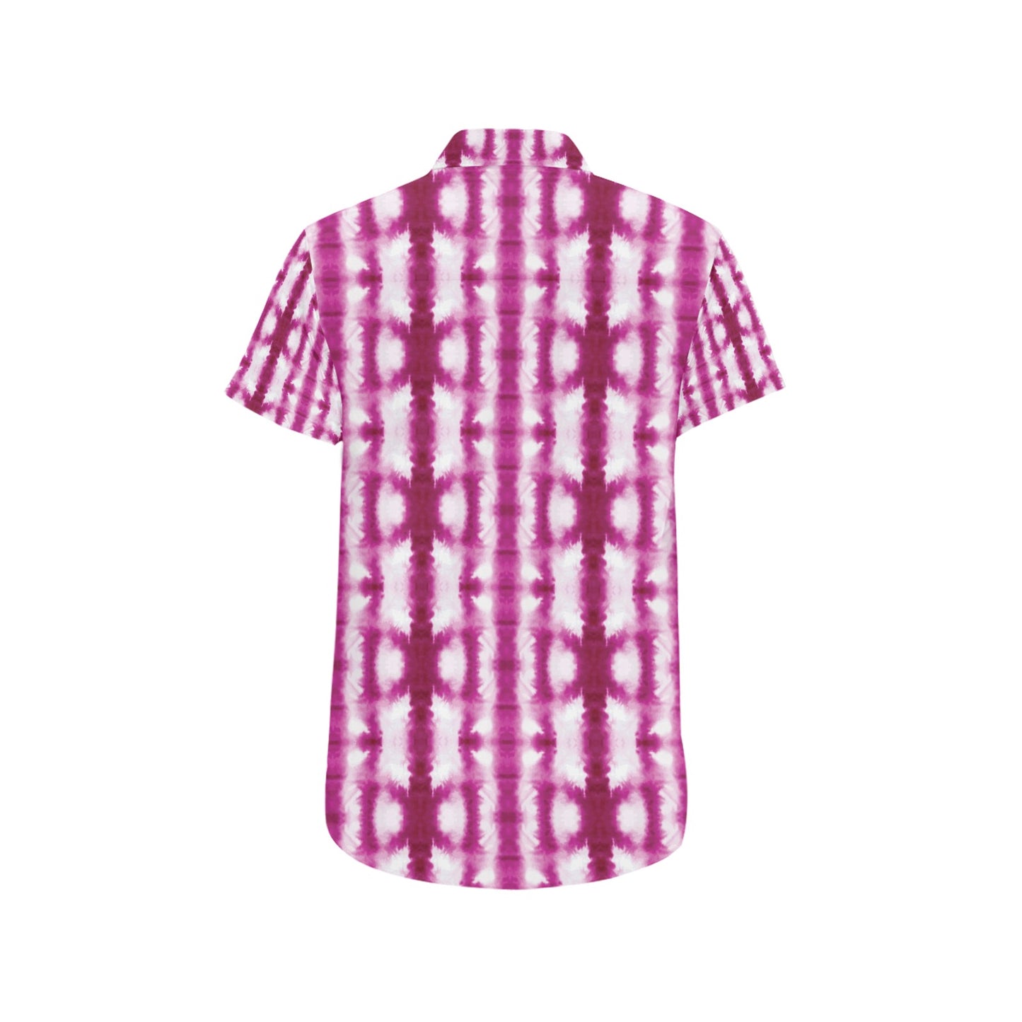 Tie Dye Dark Pink Print Design LKS303 Men Short Sleeve Button Up Shirt