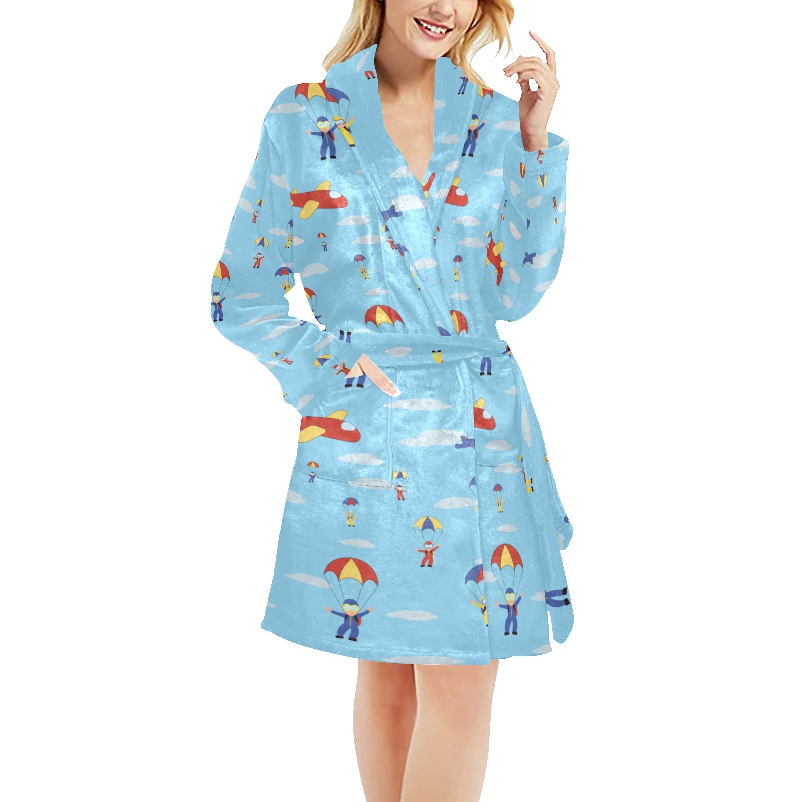 Skydiver Print Design LKS304 Women's Fleece Robe