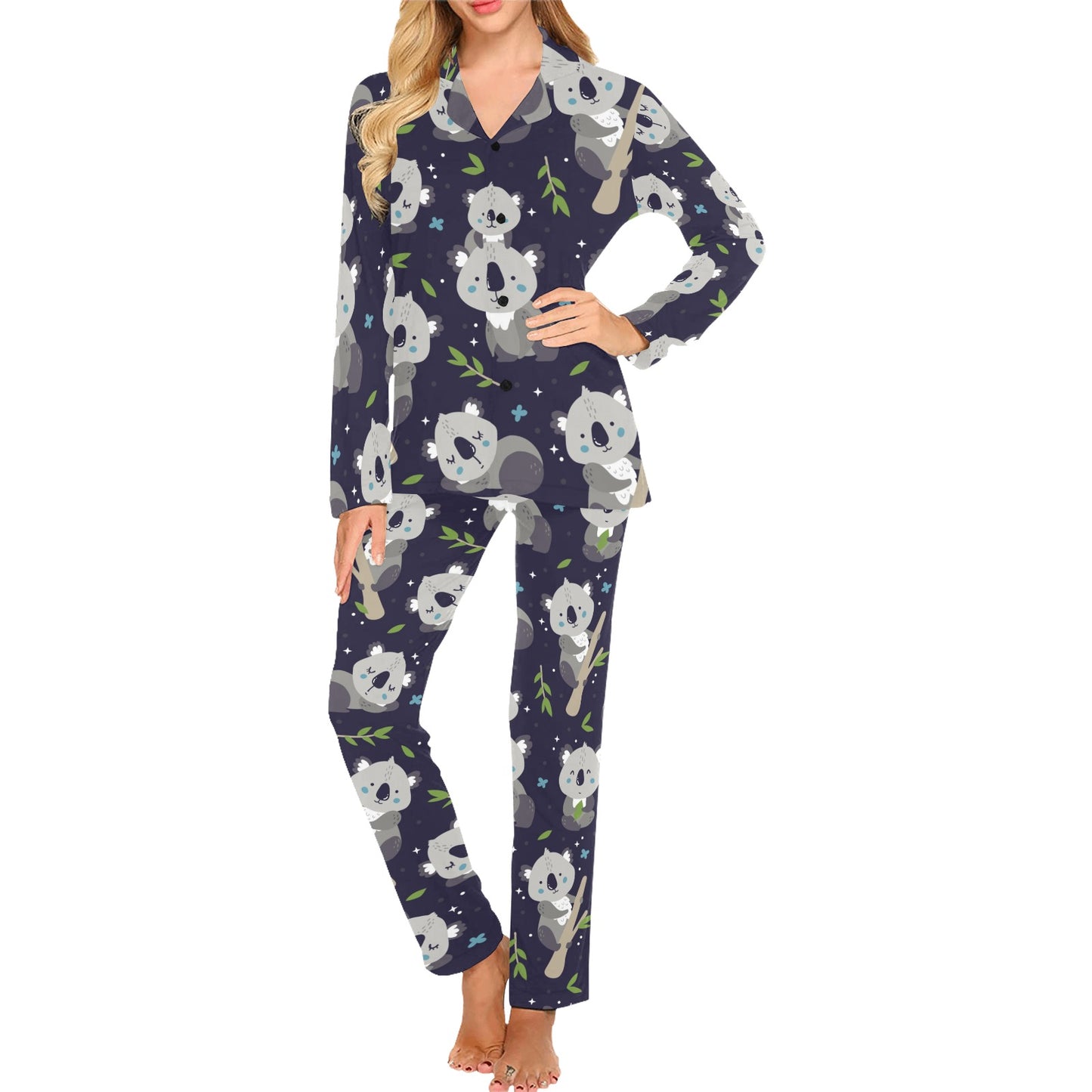 Koala Pattern Print Design 04 Women's Long Pajama Set
