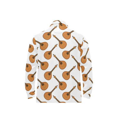 Mandolin Pattern Print Design 01 Long Sleeve Polo Shirt For Men's