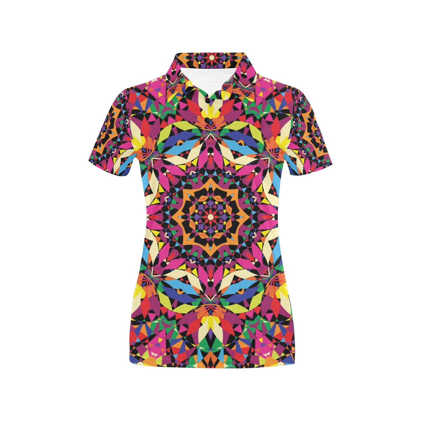 Kaleidoscope Pattern Print Design 02 Women's Polo Shirt