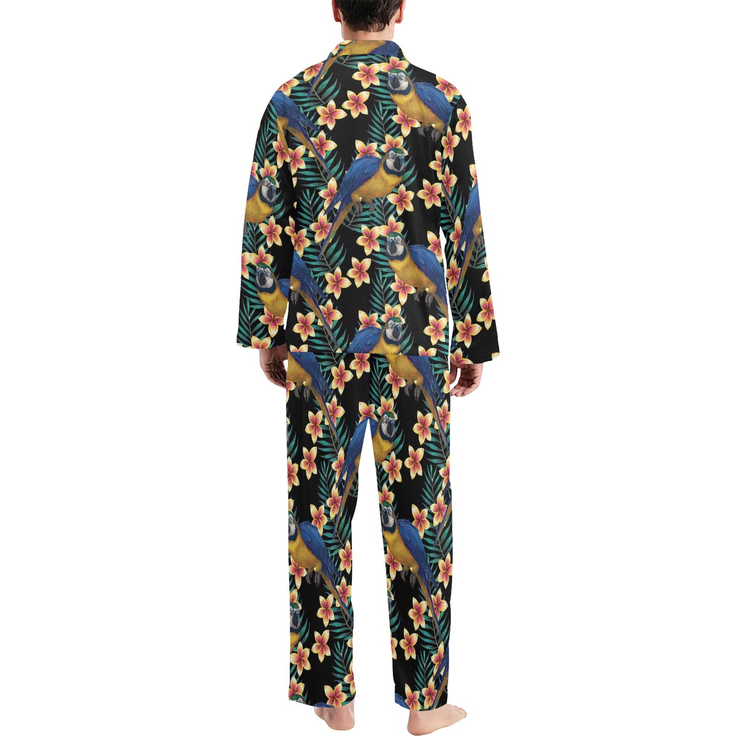 Macaw Pattern Print Design 01 Men's Long Pajama Set