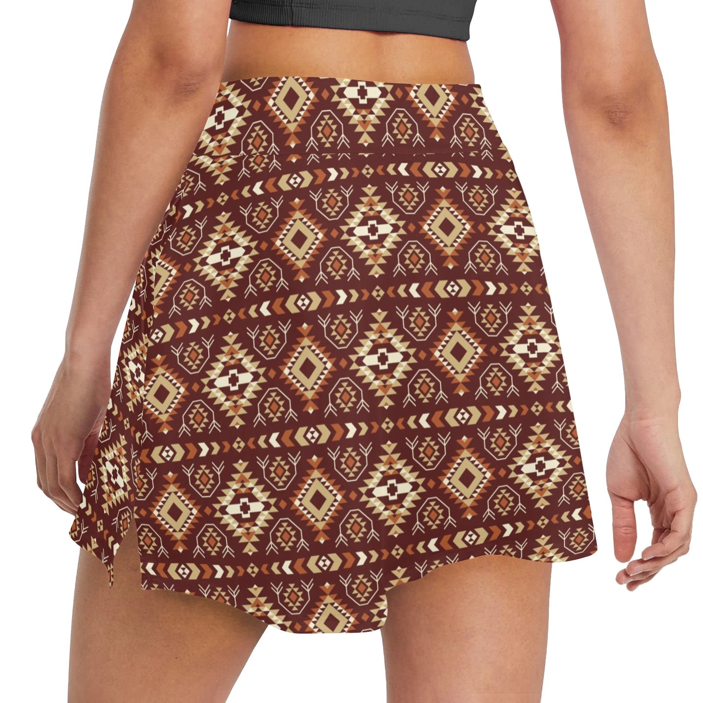 Navajo Native Color Print Pattern 17" Golf & Pickleball Skort with Pockets