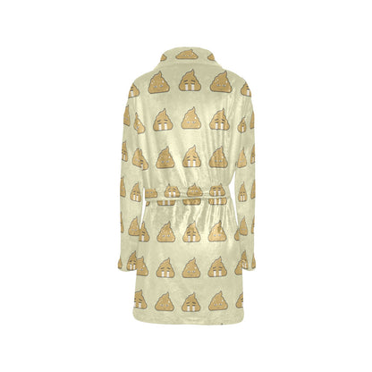 Poop Emoji Pattern Print Design A04 Women's Fleece Robe