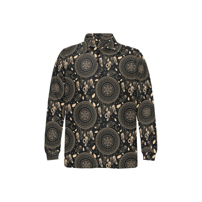 Dream Catcher Mandala Boho Moon Long Sleeve Polo Shirt For Men's