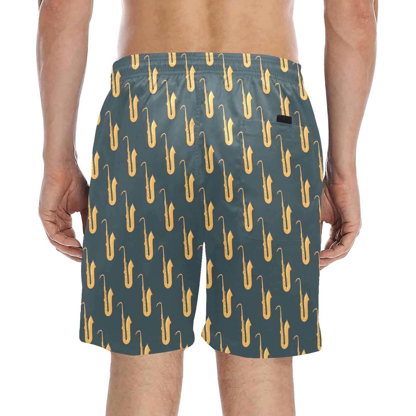 Saxophone Print Design LKS401 Men's Swim Trunks Beach Shorts