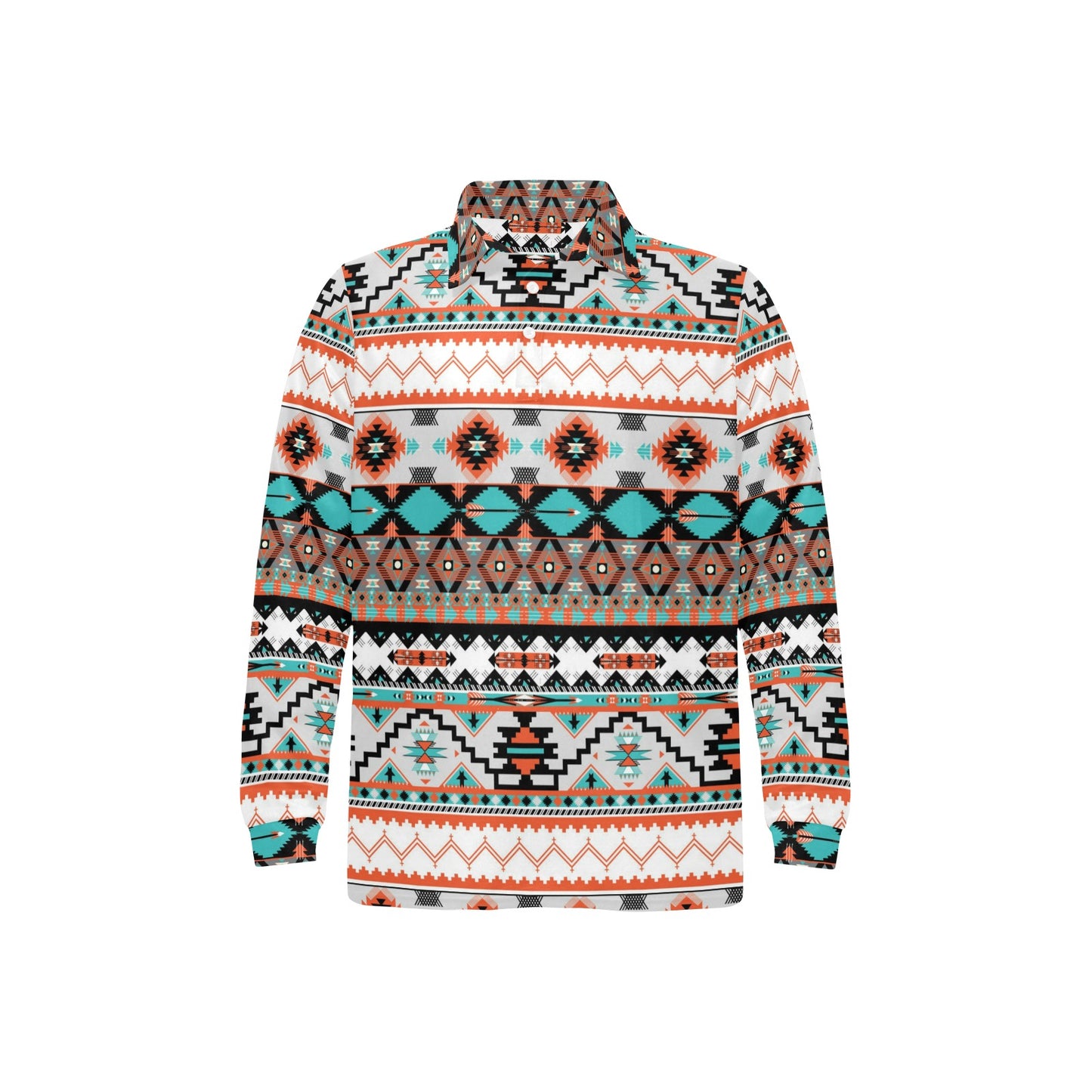 Tribal Aztec Indians pattern Long Sleeve Polo Shirt For Men's