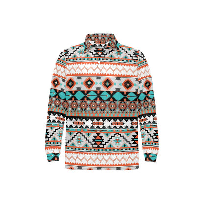 Tribal Aztec Indians pattern Long Sleeve Polo Shirt For Men's