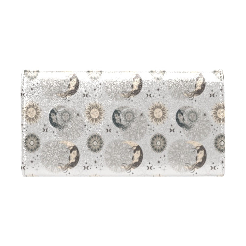 Sun Moon Print Design LKS302 Women's Trifold Wallet