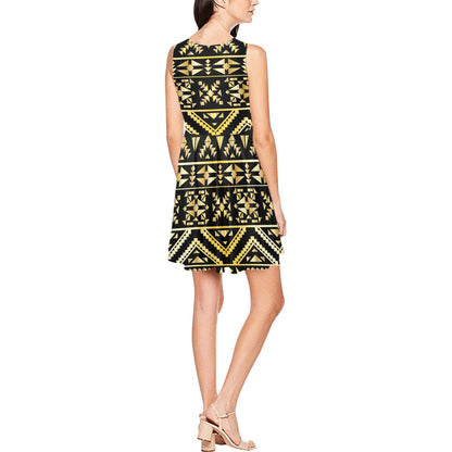 Gold Aztec Tribal Sleeveless Dress