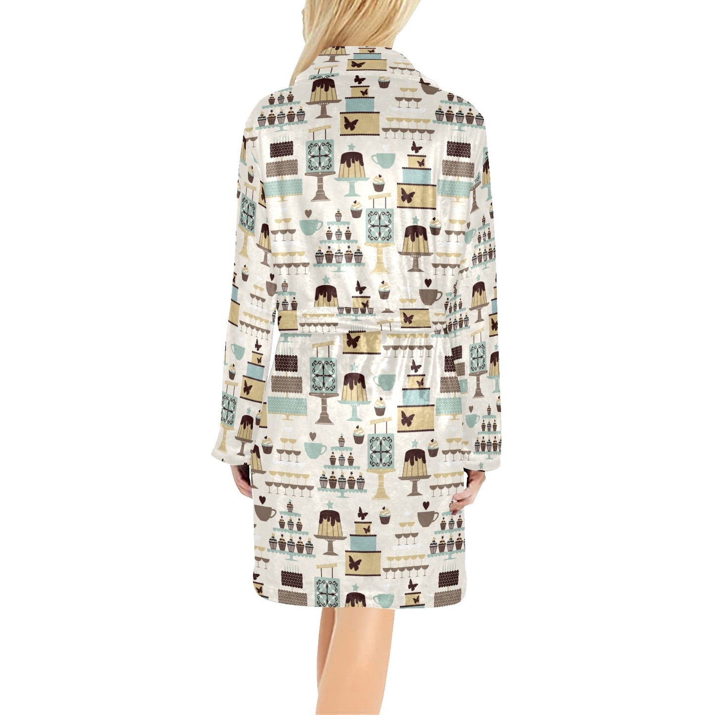 Cake Pattern Print Design 02 Women's Fleece Robe