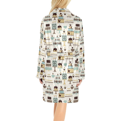 Cake Pattern Print Design 02 Women's Fleece Robe