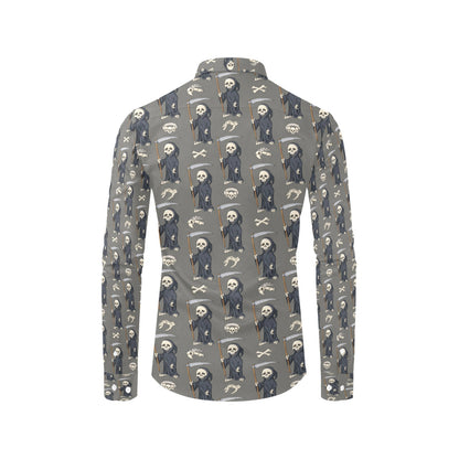 Skeleton Print Design LKS308 Men's Long Sleeve Dress Shirt
