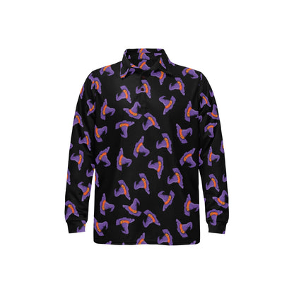 Witch Hat Print Design LKS304 Long Sleeve Polo Shirt For Men's