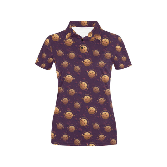 Cookie Pattern Print Design 03 Women's Polo Shirt