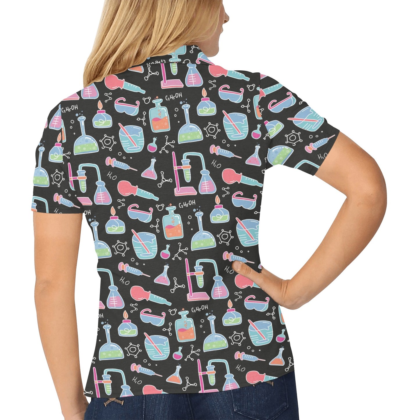 Chemical Pattern Print Design 06 Women's Polo Shirt