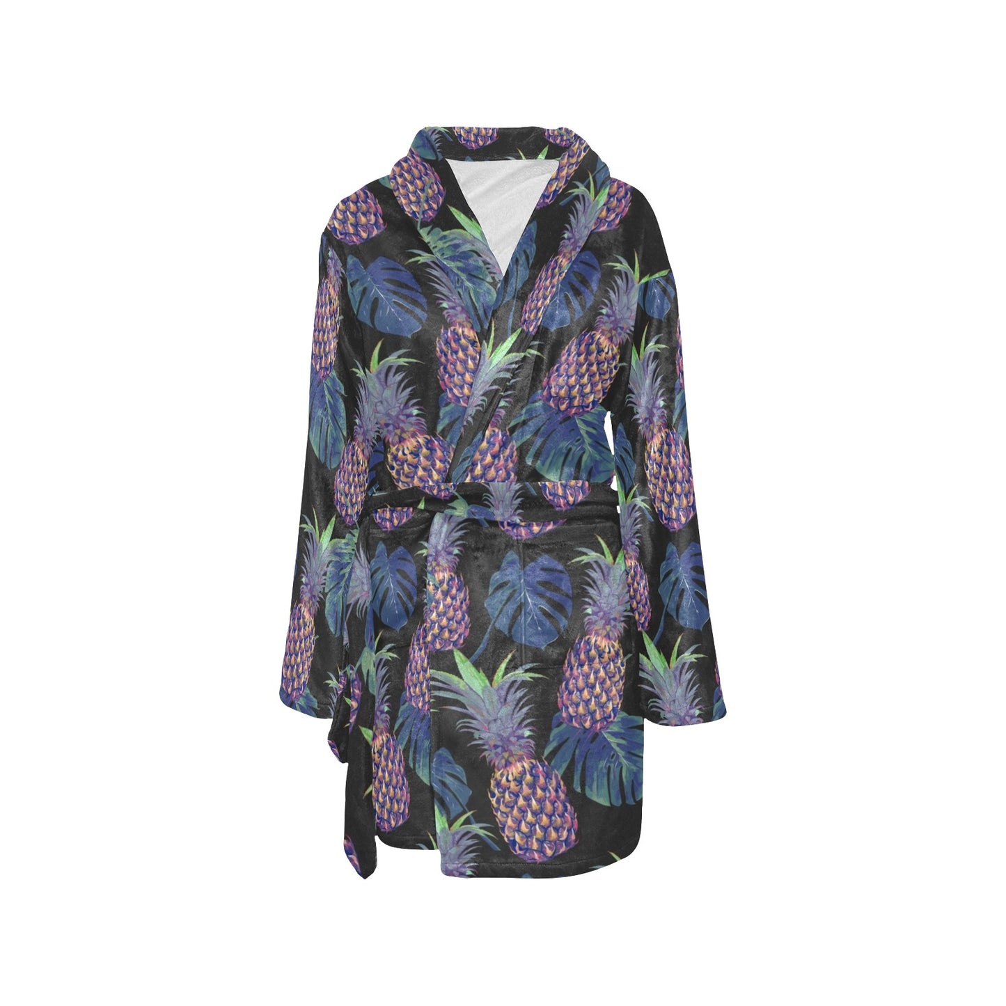 Pineapple Pattern Print Design PP04 Women's Fleece Robe