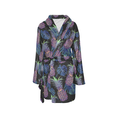 Pineapple Pattern Print Design PP04 Women's Fleece Robe