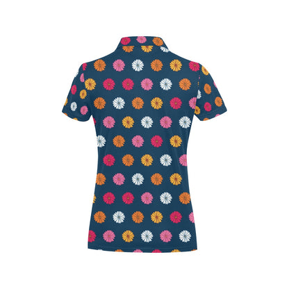 Gerberas Pattern Print Design GB06 Women's Polo Shirt