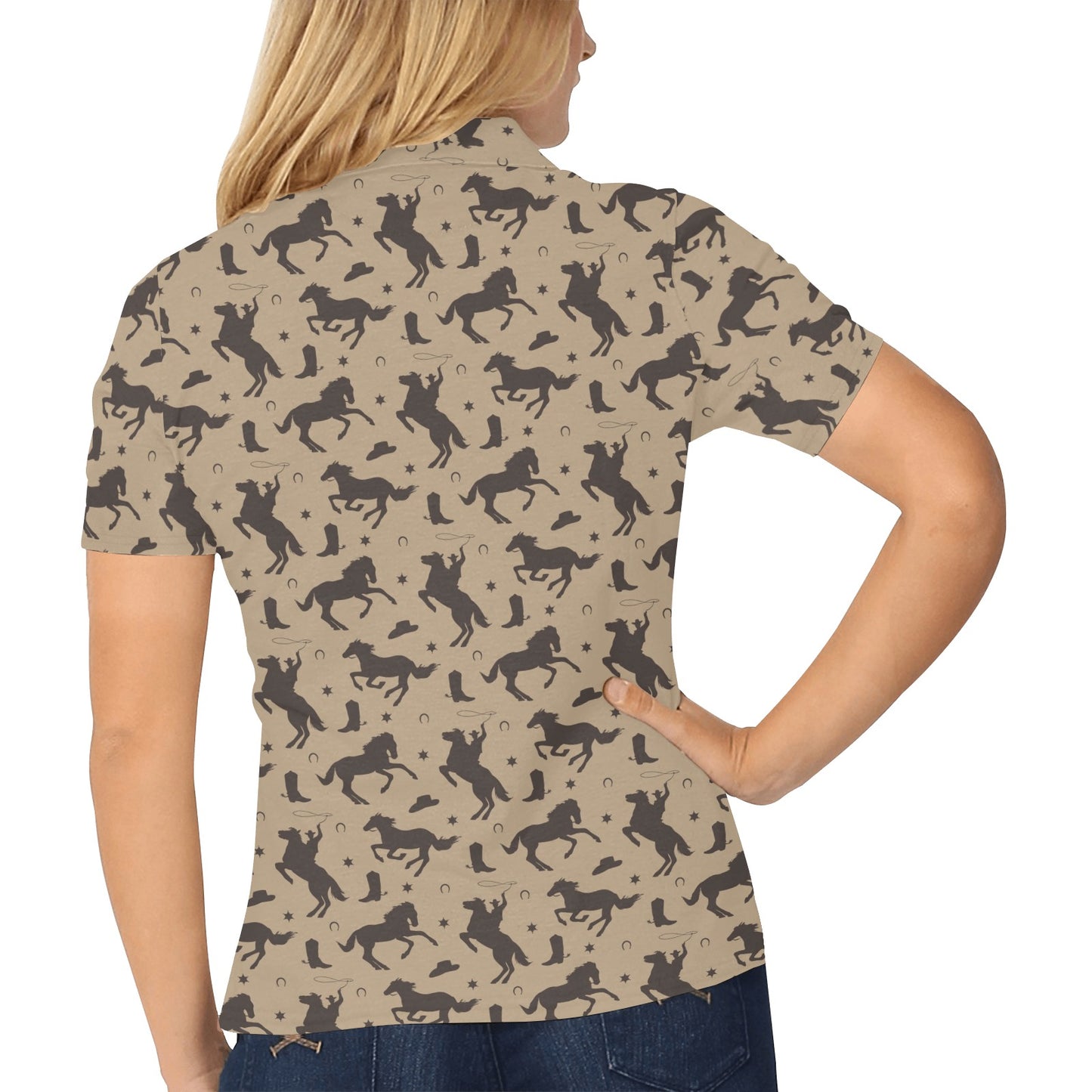 Cowboy Pattern Print Design 04 Women's Polo Shirt