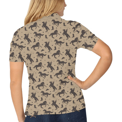 Cowboy Pattern Print Design 04 Women's Polo Shirt