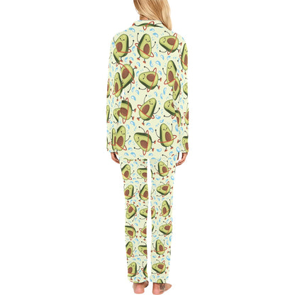 Avocado Pattern Print Design AC02 Women's Long Pajama Set
