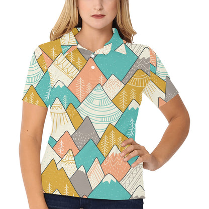 Mountain Pattern Print Design 02 Women's Polo Shirt
