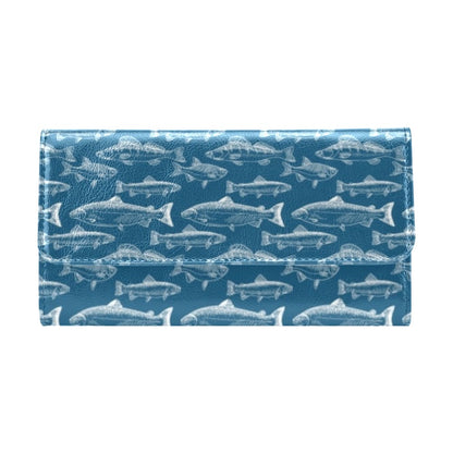 Salmon Fish Print Design LKS301 Women's Trifold Wallet