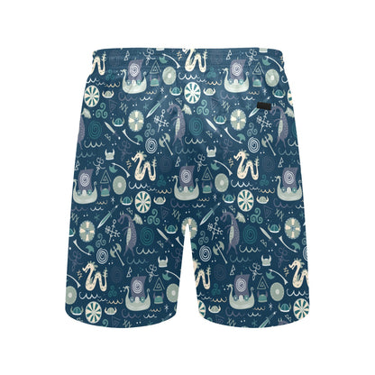 Vikings Print Design LKS305 Men's Swim Trunks Beach Shorts