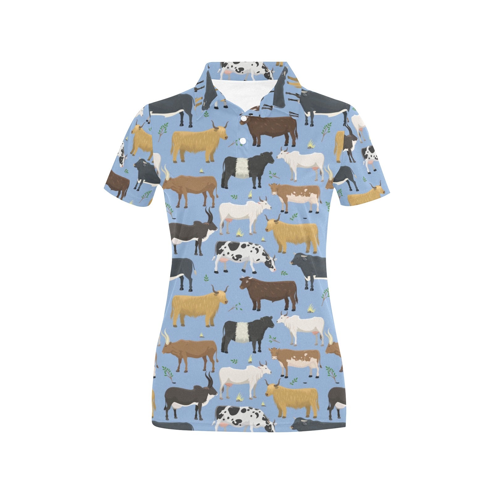 Cattle Pattern Print Design 02 Women's Polo Shirt