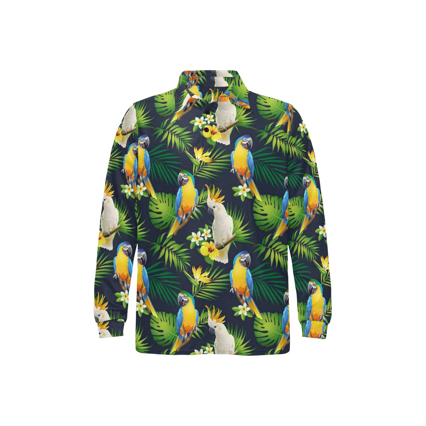Parrot Pattern Print Design A03 Long Sleeve Polo Shirt For Men's