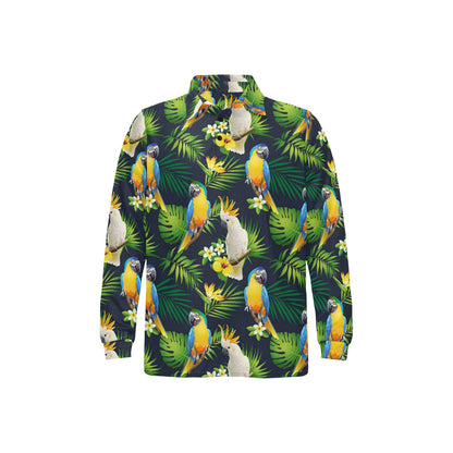 Parrot Pattern Print Design A03 Long Sleeve Polo Shirt For Men's