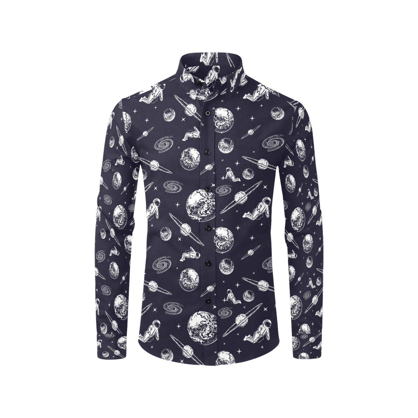 Space Astronaut Print Design LKS302 Men's Long Sleeve Dress Shirt