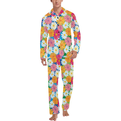 Daisy Pattern Print Design DS05 Men's Long Pajama Set
