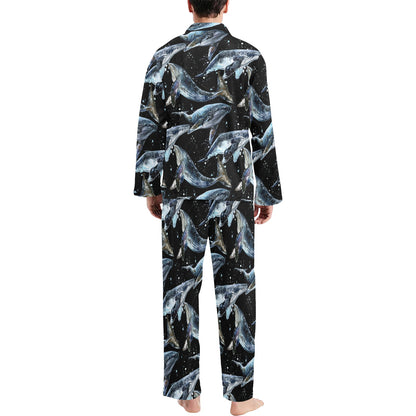 Humpback Whale Pattern Print Design 01 Men's Long Pajama Set