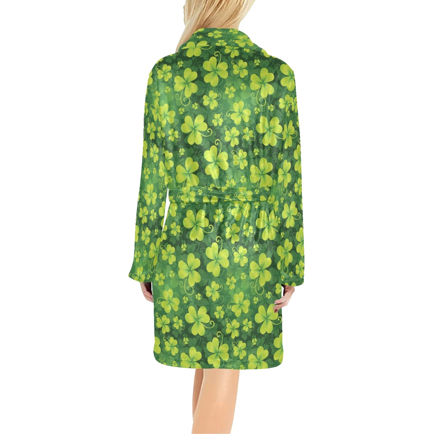 Shamrock Clover Print Women's Fleece Robe