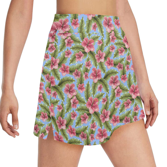 Tropical Flower Print Design LKS301 17" Golf & Pickleball Skort with Pockets