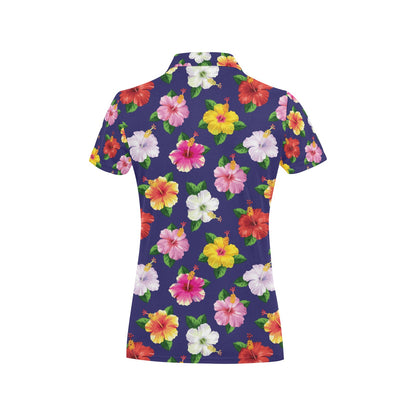 Hibiscus Colorful Print Design LKS301 Women's Polo Shirt