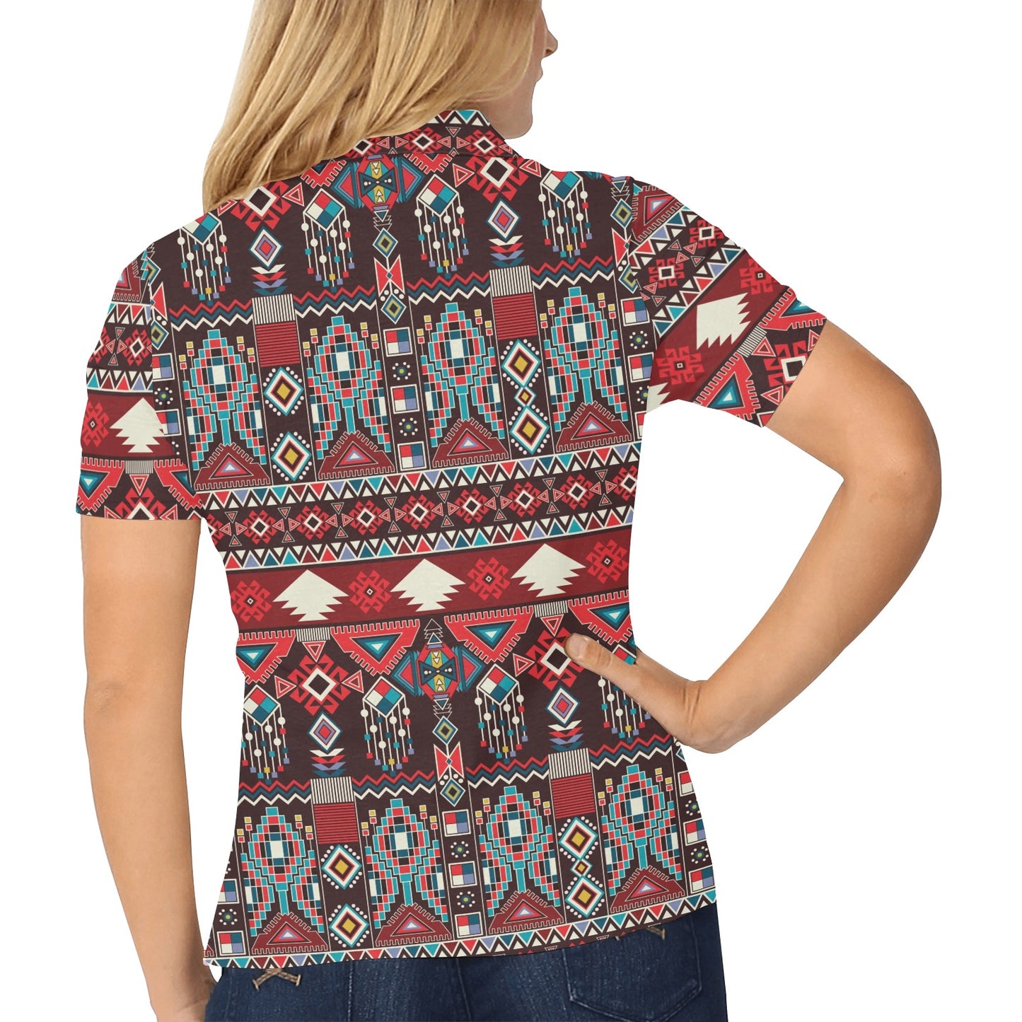 Tribal Aztec Indians native american Women's Polo Shirt