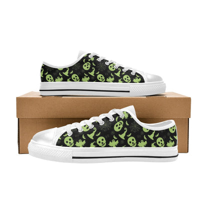 Witch Halloween Print Design LKS306 Women's White Low Top Shoes