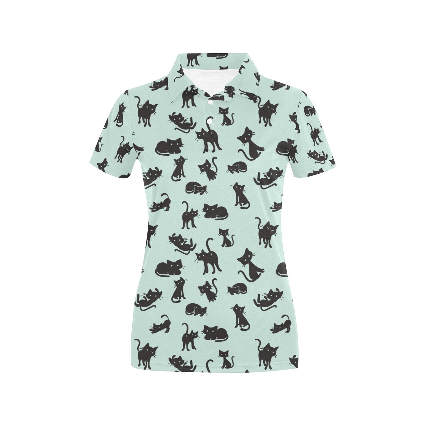 Black Cat Pattern Print Design 04 Women's Polo Shirt